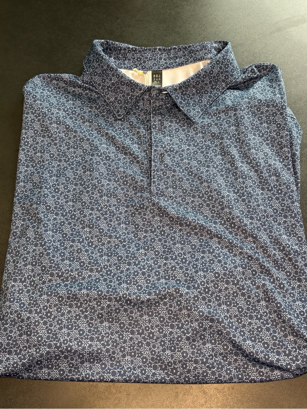 Adidas Navy Blue Floral-Print Polo NWT